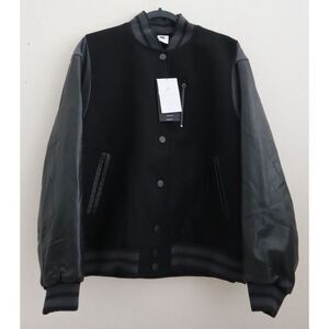 Nike FN3672-010 Women's Sz S Black Oversized Wool/Leather Destroyer Jacket